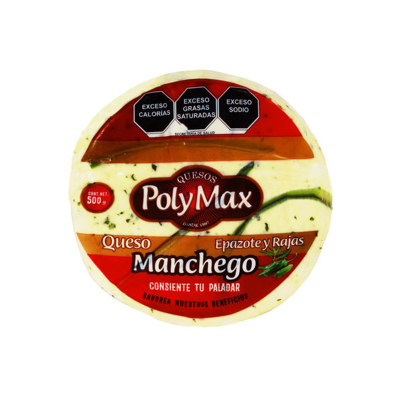 Manchego epazote con rajas Polymax 1/2 kg